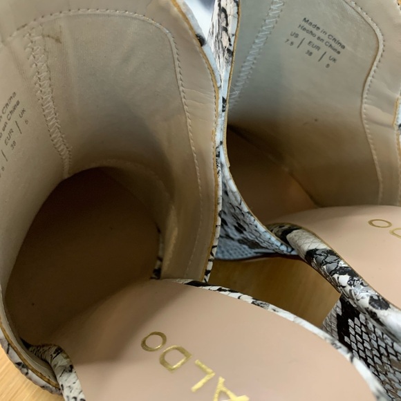 ALDO Black and Cream Snakeskin Mules - Picture 2 of 12